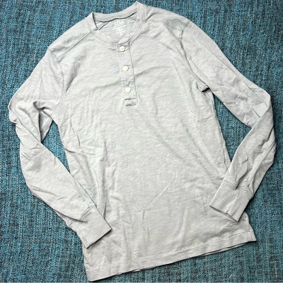 J.Crew Garment-Dyed Slub Cotton Henley Long Sleeve in Gray - Picture 1 of 6